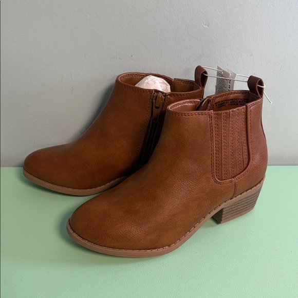 Old Navy Brown Heeled Girl Ankle Boots, Girls Size 13 Fall Faux Leather Booties - Picture 4 of 6